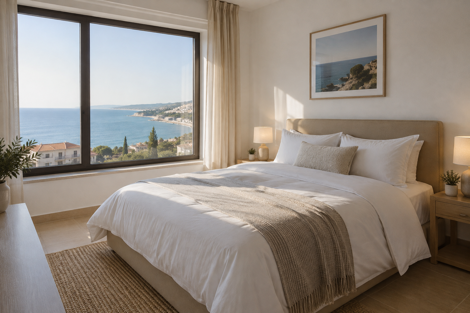 Second bedroom with a neat bed and a window view